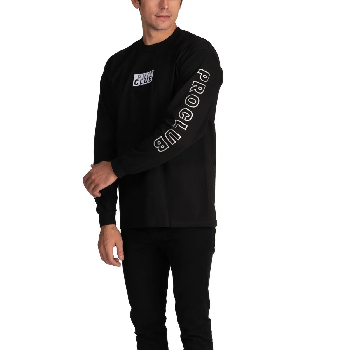 Pro Club Heavyweight Long Sleeve Embroidered Box Logo Tee 4