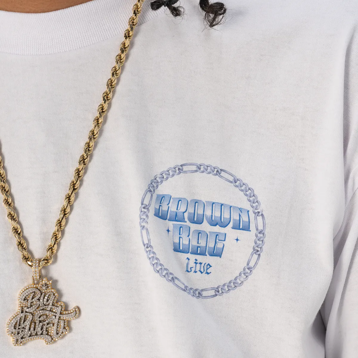 [90MDBB02] Brown Bag - Graphic Shirt - White 2