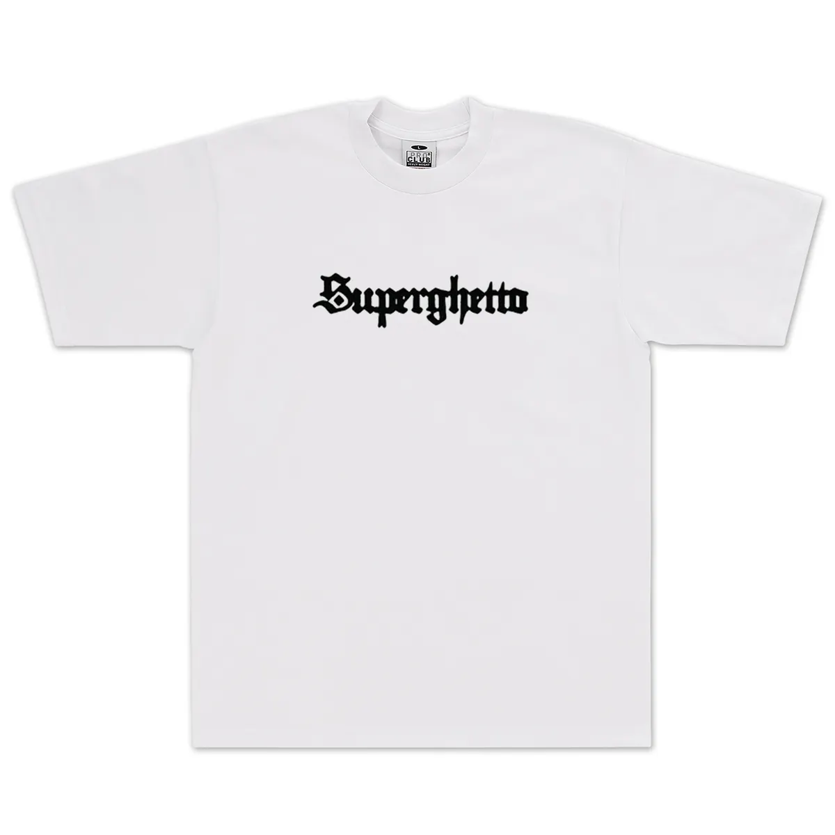 [90MDBD16] Buddy Superghetto Script White Heavyweight Tee 1