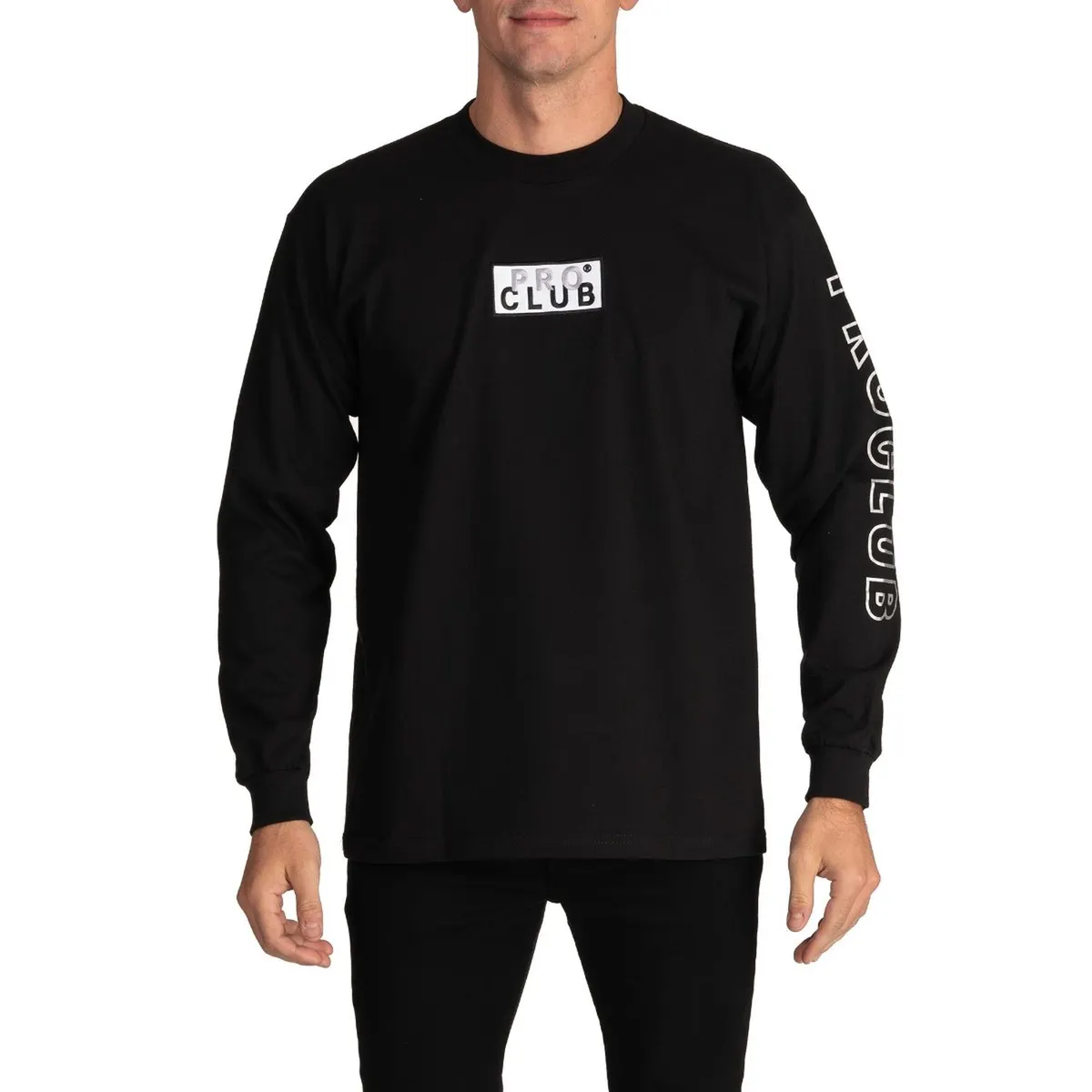 Pro Club Heavyweight Long Sleeve Embroidered Box Logo Tee 2