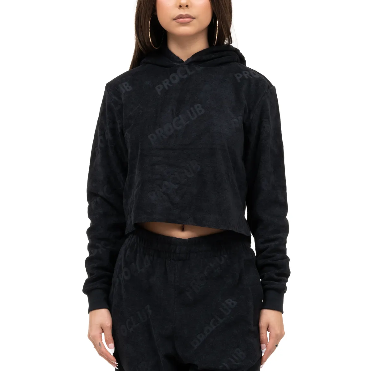 [11PC0104B] [13pc0104b] Pro Club Women's Comfort Cropped Tery Cloth Hoodie 4